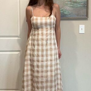 Altar'd State Beige and White Checkered Maxi Dress